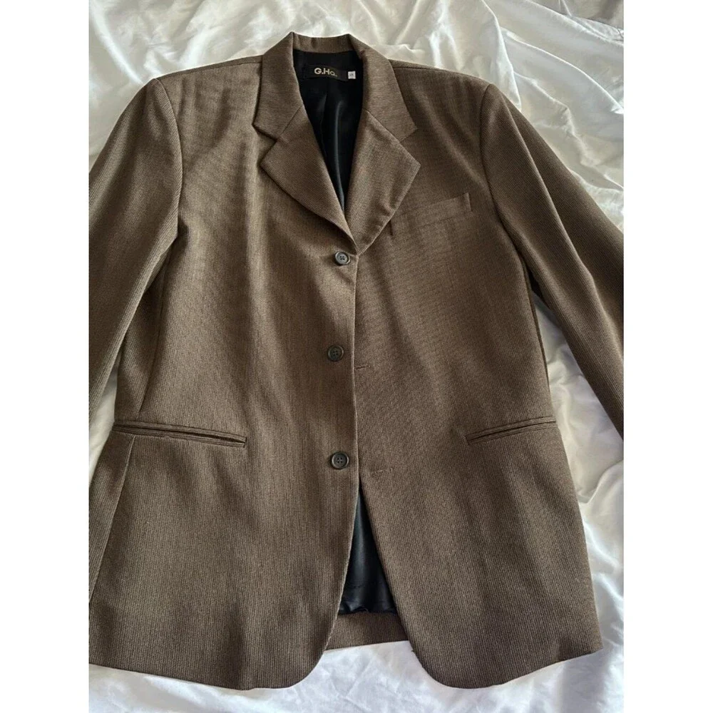 Vintage G.H.Q. 100% Wool Ribbed Blazer Men’s S Brown Made USA Old Money